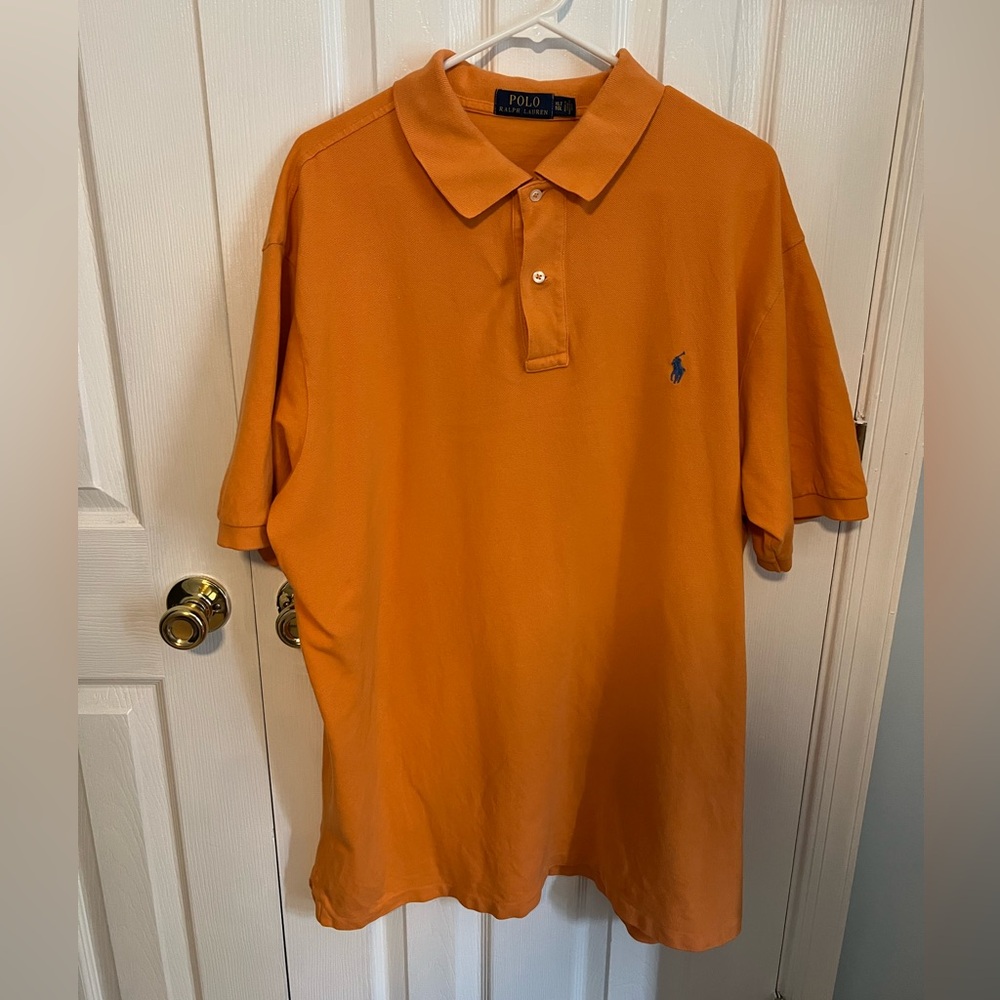 Polo Ralph Lauren Mens XLT Orange‎ Cotton Short Sleeve Polo Shirt